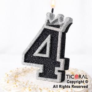 VELA NUMERO CORPOREO CON GIBRE PLATA N.4 x 1